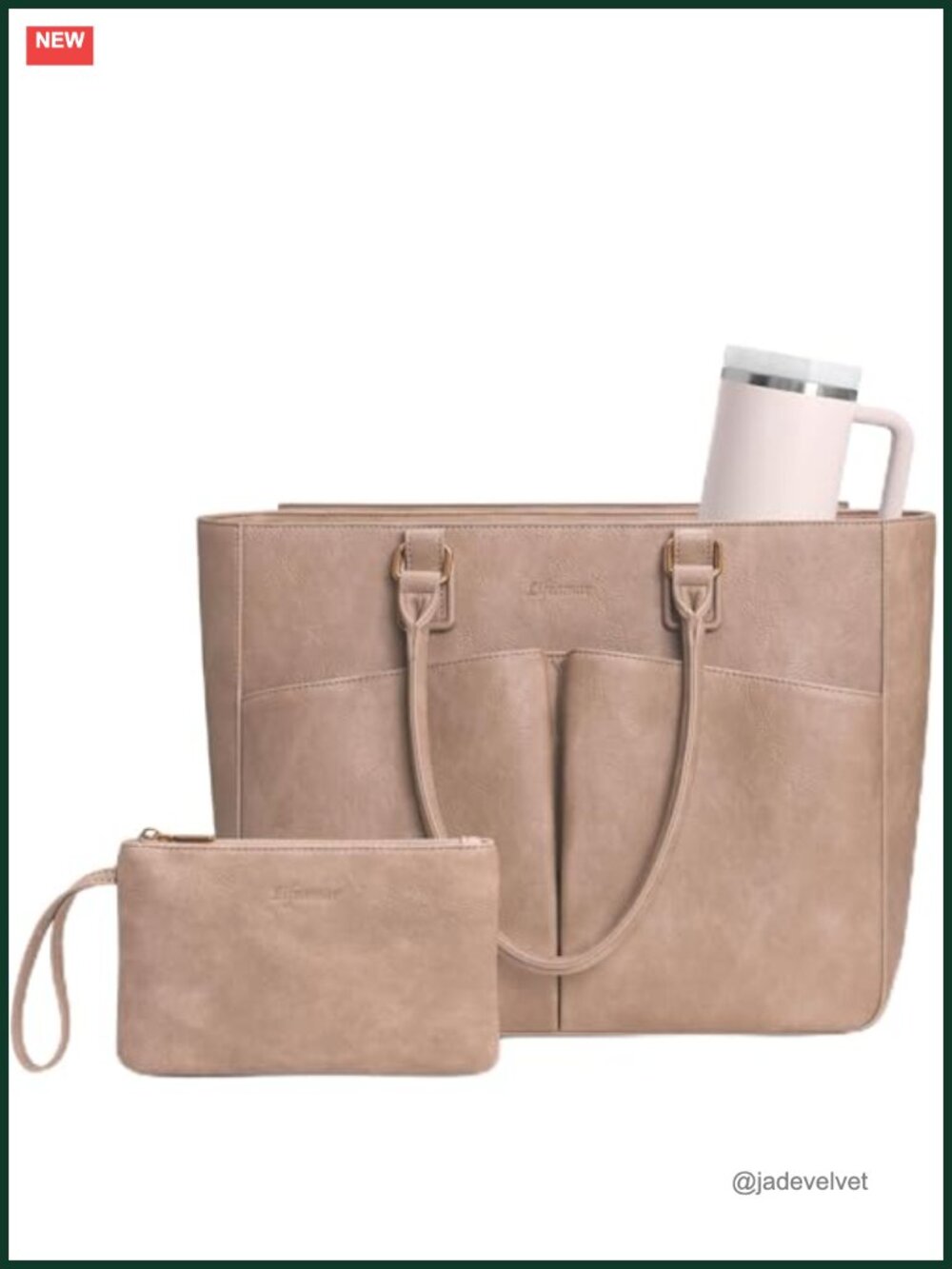 Faux Leather Laptop Tote Bag for Women, Padded Compartment, Work Bag